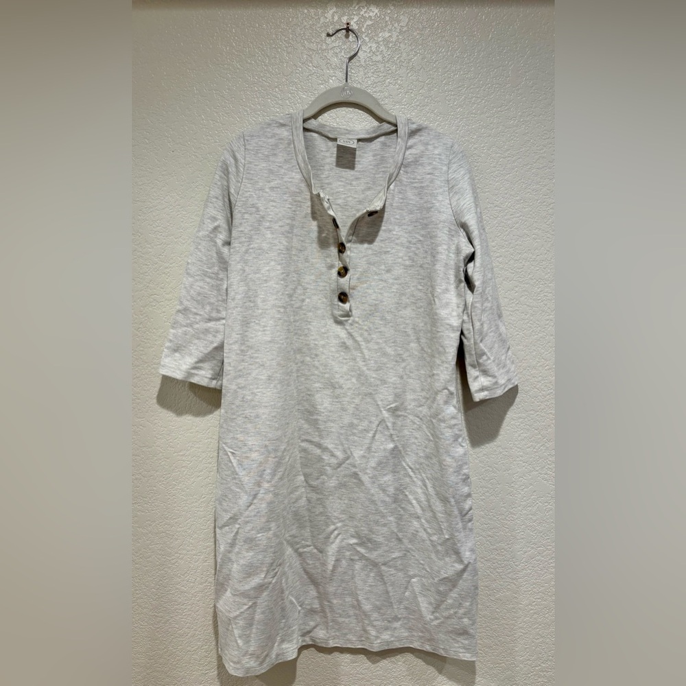 Lou Lou & Company Light Gray Maternity Henley with Button Accents